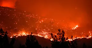 Yangın savaşçıları alevlerin arasında kaldı!