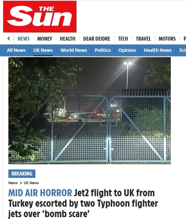 Dalaman-Manchester uçağında bomba paniği: Savaş uçakları eşliğinde indirildi