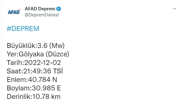 Son dakika: Düzce'de deprem! AFAD'dan açıklama geldi - 1