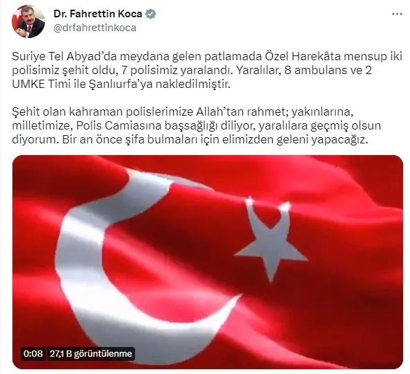 Türkiye’de saldırı yapacaklardı! Suriye’nin Tel Abyad kentinde patlama: 2 polis şehit oldu