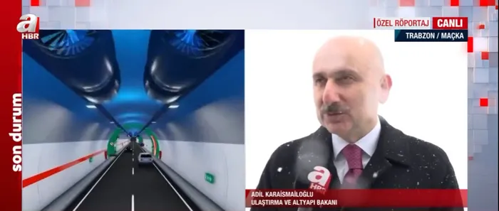 Yeni Zigana Tüneli’nde ilk ışık göründü! Ulaştırma ve Altyapı Bakanı Adil Karaismailoğlu A Haber’de