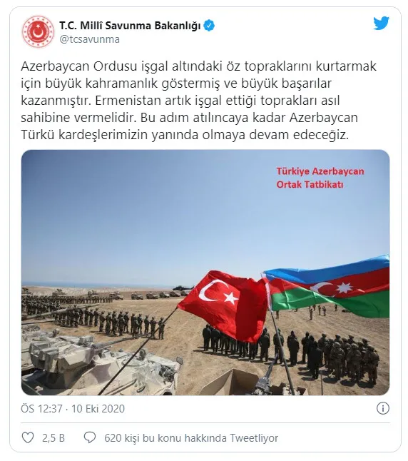 Son dakika: Ermenistan ateşkesi ihlal ediyor! Azerbaycan Savunma Bakanlığı: Terter ve Ağdam’a ateş açılıyor