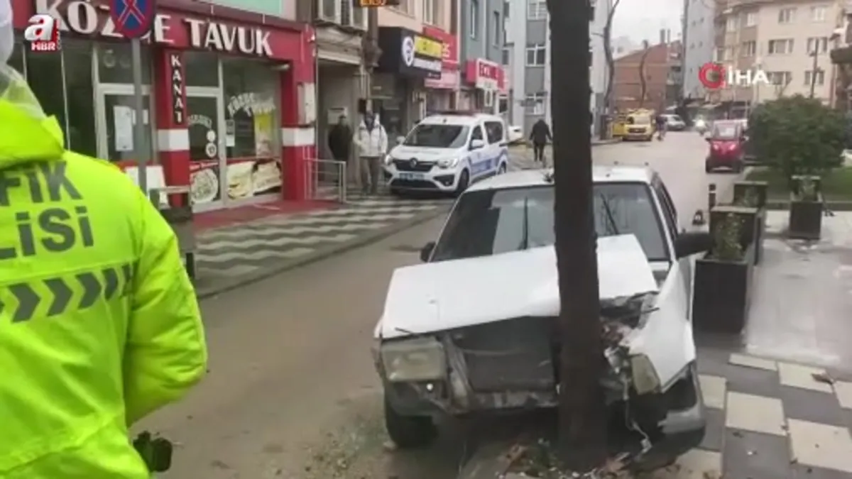 Bolu'da köpeğe çarpmamak için ağaca çarptı