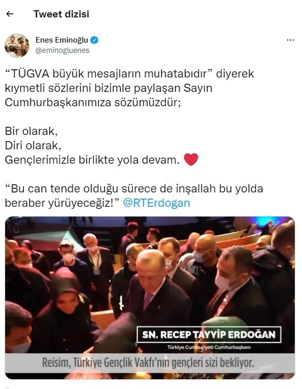 Başkan Erdoğan’dan TÜGVA’ya mesaj: İnşallah bu yolda beraber yürüyeceğiz