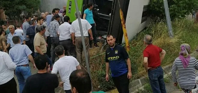 Son dakika: İzmit’te halk otobüsü devrildi