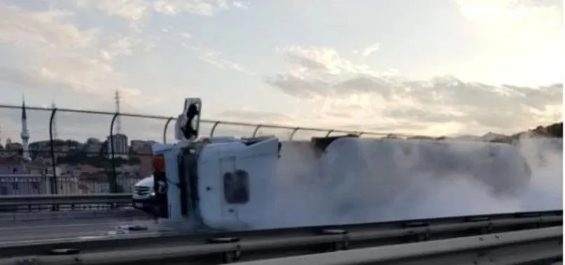 TEM'de gaz tankeri devrildi! Trafiğe kapanan yol çalışmalardan sonra açıldı