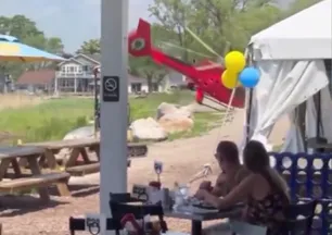 Helikopter gözleri önünde yan yattı! Çığlıklar yükseldi