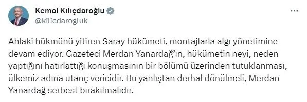 CHP’den bebek katili Öcalan’ın özgürlüğünü istemesinin ardından tutuklanan Merdan Yanardağ’a ziyaret kararı