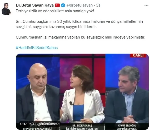 Sedef Kabaş’ın Başkan Erdoğan’ı hedef almasına Uğur Dündar’dan skandal destek! AK Parti ve Cumhurbaşkanlığından tepki