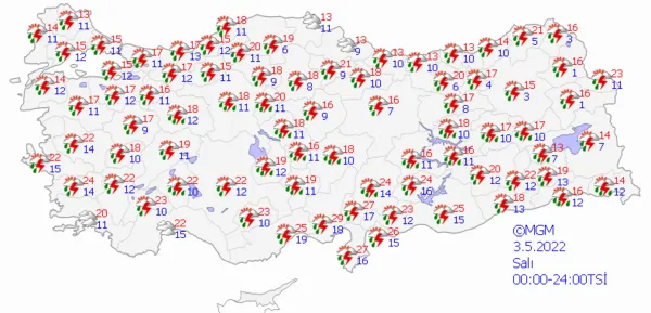1651507725377.png Bayramın ikinci gününe dikkat! Kuvvetli sağanak yağış uyarısı! İşte Meteoroloji'nin uyarı verdiği iller... - 5