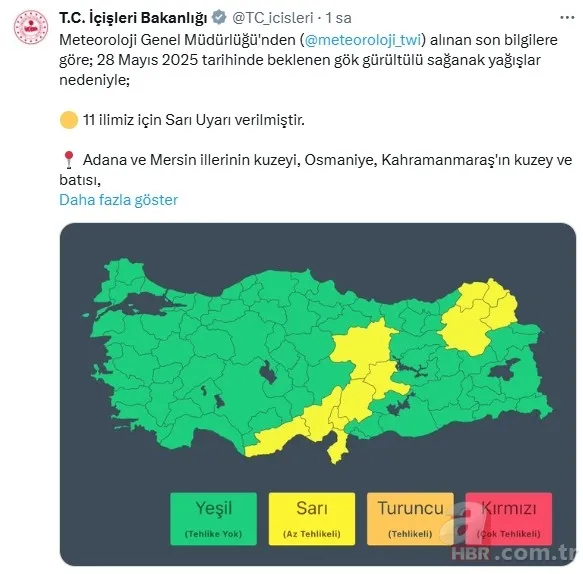 MGM'den 11 ile sarı kod uyarısı! Kuvvetli sağanak yağış geliyor | 28 Mayıs'ta hava nasıl olacak? 3