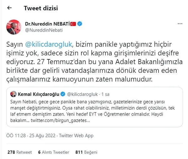 AK Parti’nin projelerini sahiplenen Kılıçdaroğlu’na Bakan Nebati’den yanıt: Bizi izlemeye devam edin