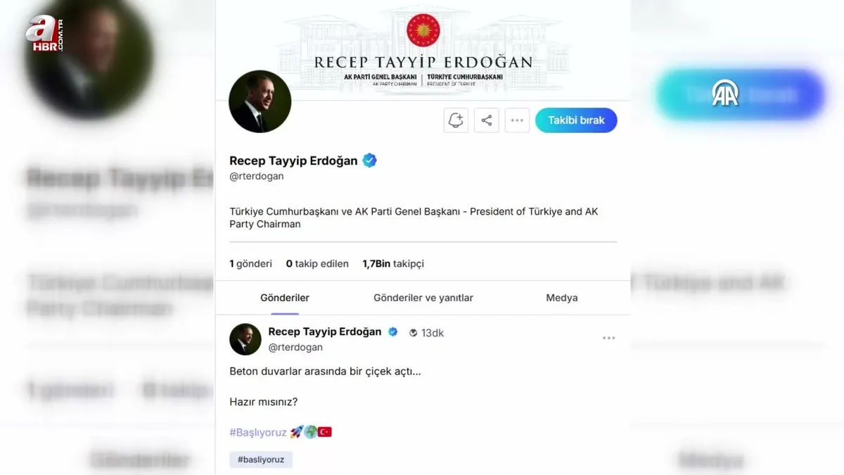 Başkan Erdoğan NSosyal'den ilk paylaşımını yaptı
