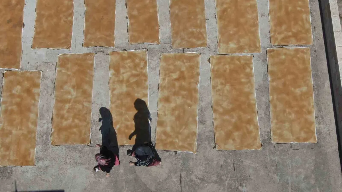 Gaziantep'te kadınların üzüm pekmezli pestil mesaisi başladı