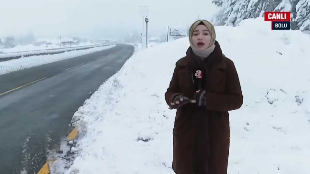 Bolu’da kar kalınlığı 1 metreyi geçti! A Haber muhabirinin zor anları