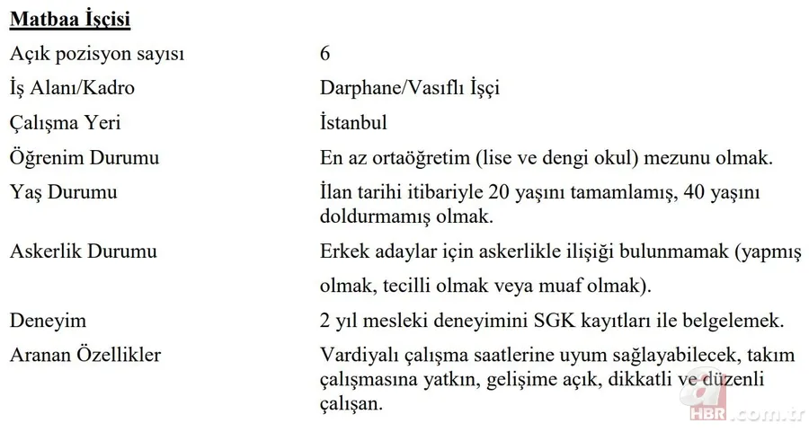 10 Farklı kadro, KPSS şartı yok ve en az ilkokul mezunu işçi alımı başladı! Darphane İŞKUR üzerinden başvuruları topluyor… 7