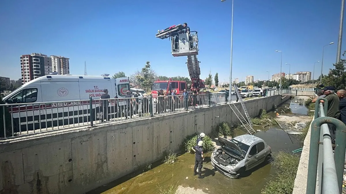 Kayseri'de otomobil su kanalına düştü!