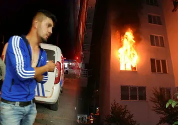 Önce bıçakladı sonra daireyi yaktı