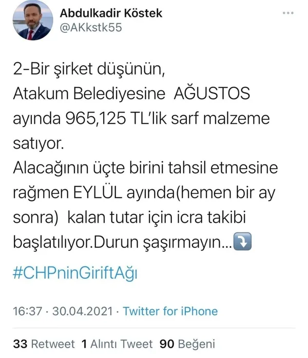 CHP’li Samsun Atakum Belediyesi’nde büyük komedi! CHP Genel Başkanı Kemal Kılıçdaroğlu haklı çıktı: Tıkır tıkır işliyor