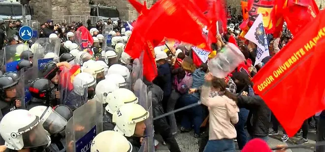 Eylemciler polise damacana ile vurdu