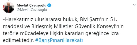 Bakan Çavuşoğlu: BM Şartı'nın 51. maddesi ve BMGK kararlarınca icra edilmektedir - 2