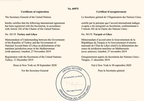 Son dakika: BM Türkiye ile Libya arasındaki deniz sınırı anlaşmasını tescilledi