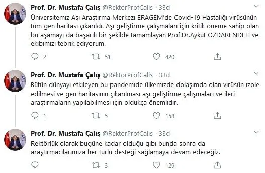 Son Dakika Koronavirus Asisi Ile Ilgili Onemli Gelisme Erciyes Universitesi Rektoru Prof Dr Mustafa Calis Duyurdu