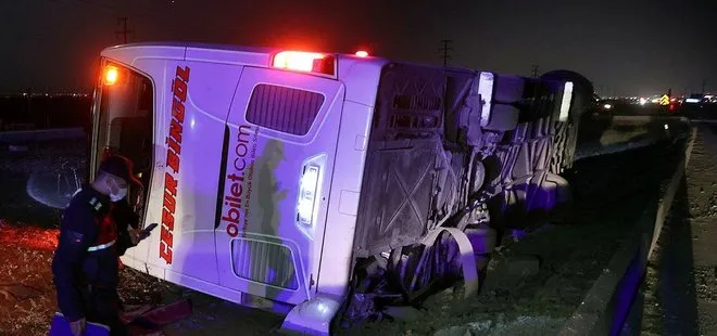 Konya’da yolcu otobüsü devrildi! Yaralılar var