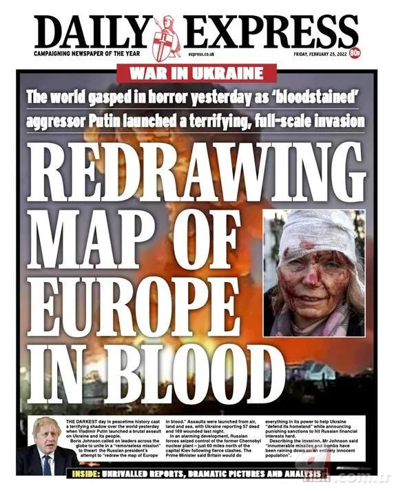 Rusya'nın Ukrayna'yı işgali dünya basınında: 'Putin'in kanı' 6