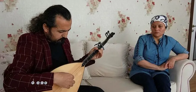 Mersinli müzisyen eşini iyileştiren sağlık çalışanları için türkü söyledi