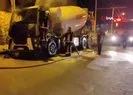Seyir halindeki beton mikseri alev aldı!