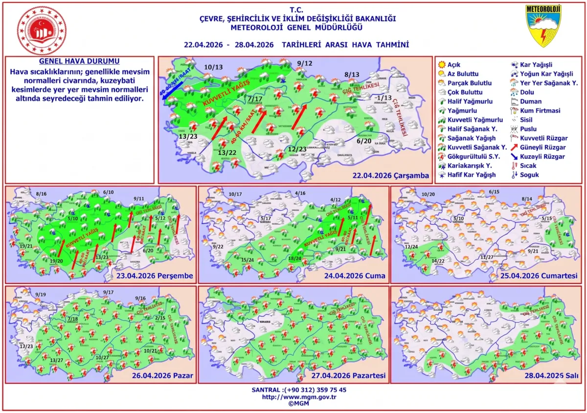 22-nisan-carsamba-hava-durumu-kuvvetli-yagislar-hangi-illeri-etkileyecek-1776835998540.png 23 Nisan’da yurt genelinde etkili olması beklenen yağışlı hava, kutlamaları etkileyebilir. (Fotoğraf: MGM)