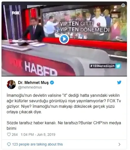 AK Parti’den Vali’ye hakaret görüntülerini paylaşmayan FOX TV’ye tepki