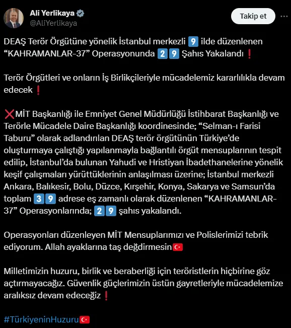 MİT ve EGM’den DEAŞ’a büyük darbe! Saldırı hazırlığındaki 32 kişi yakalandı