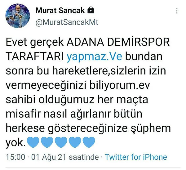 Son dakika: Adana Demirspor Başkanı Murat Sancak Fenerbahçe’den özür diledi