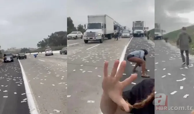 Yola saçılan paraları toplamak için birbirleriyle yarıştılar 3