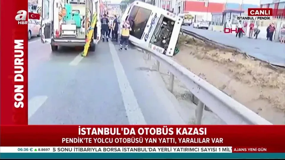 Son Dakika Istanbul Pendik Te Otobus Yan Yatti Yaralilar Var Ahaber Video Izle