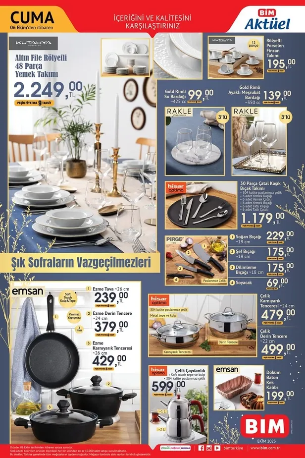 11 Ekim BİM aktüel ürünler kataloğu yayınlandı! BİM’de 59 TL’ye Yoğurt, 39,50 TL’ye un, 20 TL’ye Pilavlık Bulgur, 128 TL’ye tereyağı, 155 TL’ye Tost Peyniri satılıyor