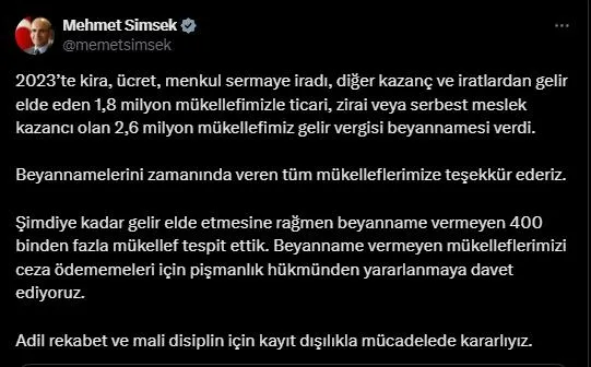 GİB’den pişmanlık açıklaması! Başvurana ceza yok | Bakan Mehmet Şimşek duyurdu: 400 binden fazla mükellef...
