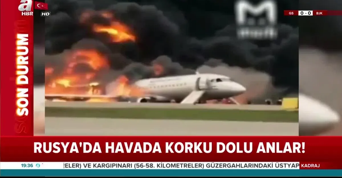 Rusya'da uçakta yangın paniği | Video