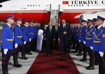 Son dakika: Başkan Erdoğan'ı Sırbistan'da! Cumhurbaşkanı Aleksandar Vucic karşıladı