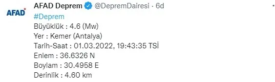 Son dakika: Antalya’da 4.6 şiddetinde deprem - 1