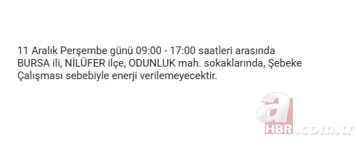 Bursa elektrik kesintisi sorgulama: Elektrikler ne zaman gelecek? 15