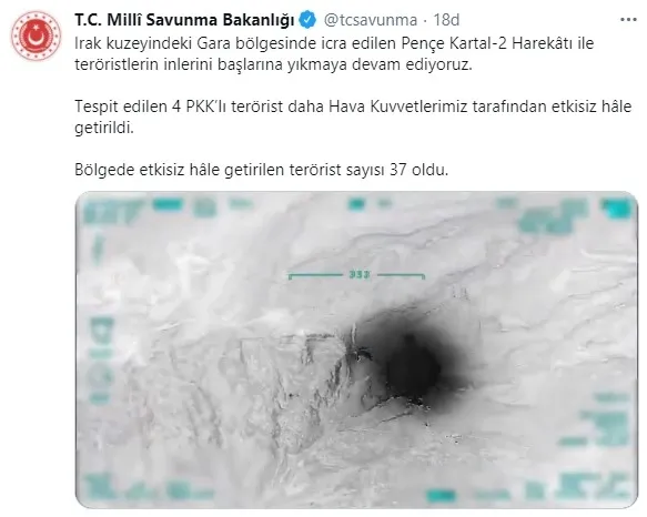 Son dakika haberi | MSB: Irak’ta düzenlenen Pençe Kartal-2 Harekatı’nda 37 PKK’lı öldürüldü