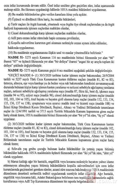 Başkan Erdoğan imzaladı infaz düzenlemesi yürürlüğe girdi 14