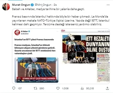 1695371518882.jpg Murat Ongun'dan A Haber'e yönelik çirkin iftira! İşte İETT rezaletinin Fransız Le Monde'deki belgesi... - 9