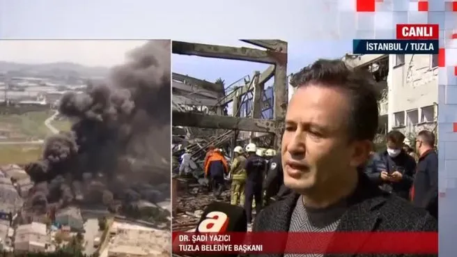 Tuzla’da fabrika yangını! A Haber olay yerinde… Tuzla Belediye Başkanı Dr. Şadi Yazıcı son durumu anlattı