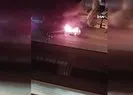 Adana’da otomobil alev alev yandı