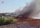 Çiftlik deposu alev alev yandı
