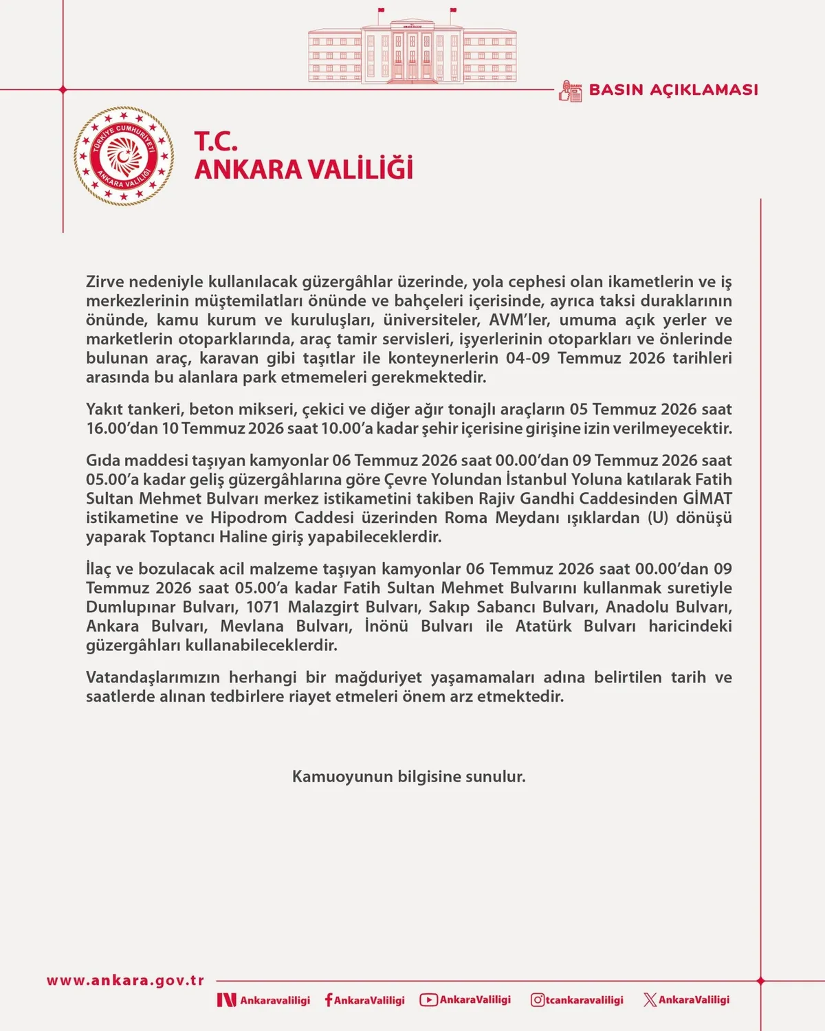 ankarada-7-8-temmuzda-hangi-yollar-kapali-nato-zirvesi-alternatif-guzergahlar-1782988575393.jpg Ankara Valiliği duyurusuna göre ağır tonajlı araçların belirlenen tarihler arasında kent merkezine girişini geçici olarak durduracak.